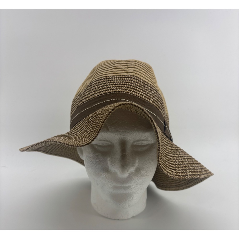 Tidal Tom Sun Hat Women M/L Brown Two Tone UPF 50+ Floppy Wide Brim Straw NWT